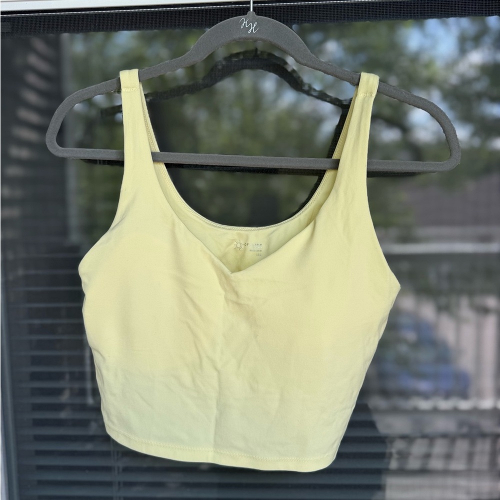 Aerie OFFLINE Soft Yellow Women's Tank Crop Top With Built In Bra!